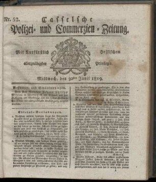 Nr. 52, Mittwoch, den 30sten Junii 1819