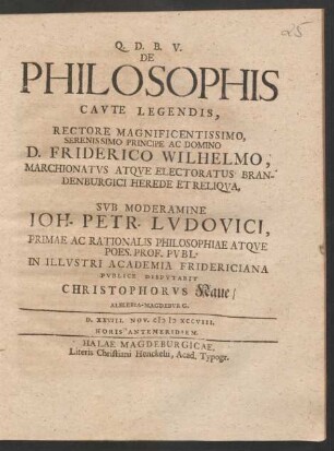 De Philosophis Caute Legendis