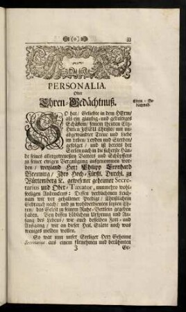33-46, Personalia Oder Ehren-Gedächtnuß.