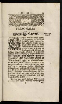 33-46, Personalia Oder Ehren-Gedächtnuß.