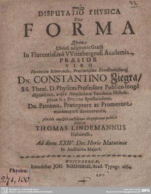Disputatio Physica De Forma