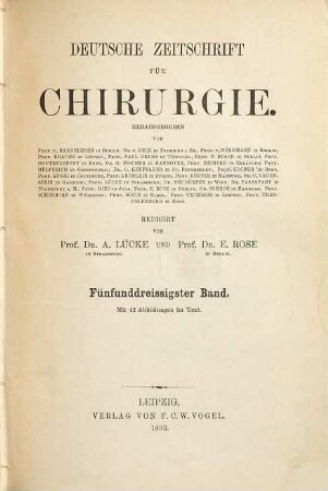 Deutsche Zeitschrift für Chirurgie. 35. 1893