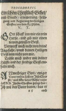 III. Ein schön Christlich Gebet/ umb Gnade/ ernewerung/ heiligung und Regierung ...