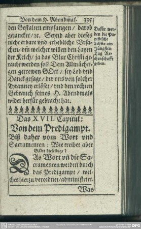 Das XVII. Capitul: Von dem Predigtampt