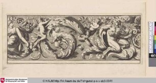 [Ornamentfries mit Putti, einem Satyr und einer Frau]