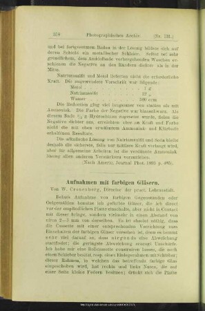 Aufnahmen mit farbigen Gläsern