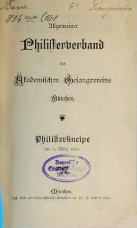 Philisterkneipe den 3. März 1888.