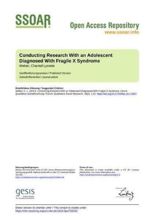 Conducting Research With an Adolescent Diagnosed With Fragile X Syndrome