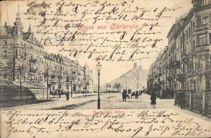 Postkartenalbum. "Gruss aus Karlsruhe". Durlacher Allee
