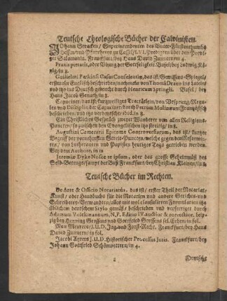 Teutsche Theologische Bücher der Calvinisten.