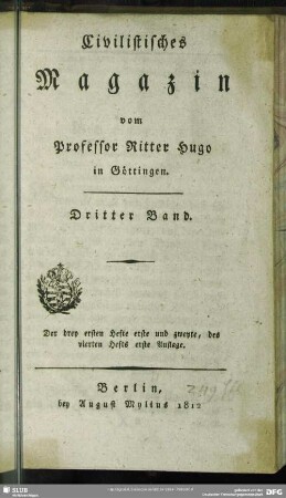 3.1798/1812(1812): Civilistisches Magazin