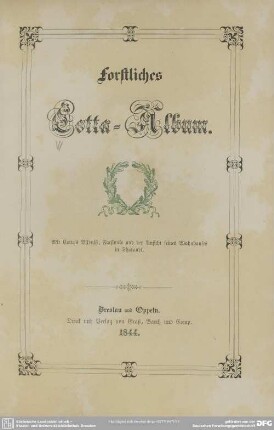 Forstliches Cotta-Album : mit Cotta's Bildniß, Facsimile und der Ansicht seines Wohnhauses in Tharandt