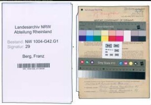 Entnazifizierung Franz Berg , geb. 04.11.1902 (Kaufmann)