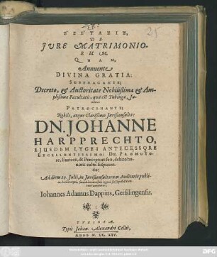 Exetasis, De Iure Matrimoniorum