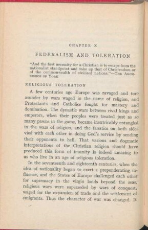 Chapter X. Federalism And Toleration