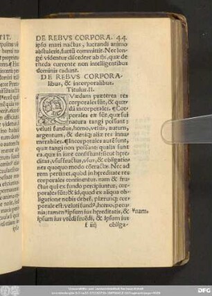 De Rebus Corporalibus, & incorporalibus. Titulus. II.