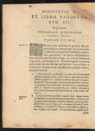 Disputatio X. Ex Libro Pandectarum XII.
