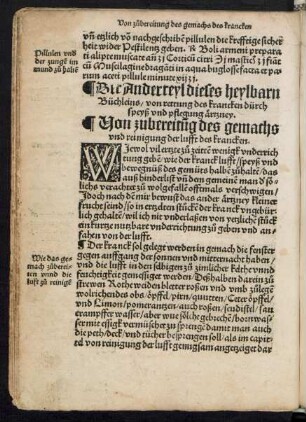 Die Anderteyl dieses heylbarn Büchleins/ von rettung des krancken dürch speyß und pflegung ärtzney.