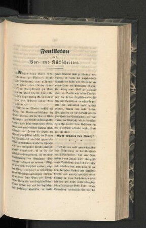 Feuilleton des Vor- und Rückschritts.