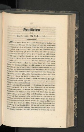Feuilleton des Vor- und Rückschritts.
