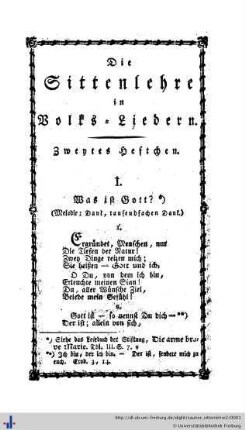 Die Sittenlehre in Volksliedern.