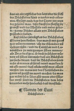 Namen der Laut Buchstaben.