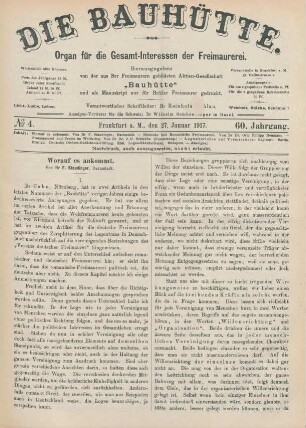 No. 4. Frankfurt a.M., den 27. Januar 1917. 60. Jahrgang.