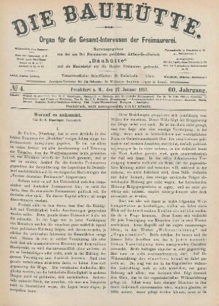 No. 4. Frankfurt a.M., den 27. Januar 1917. 60. Jahrgang.