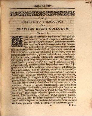 Disputatio theologica de clavibus regni coelorum