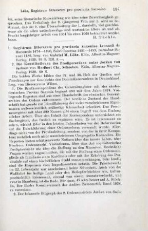 187-188 [Rezension] Registrum litterarum pro provincia Saxoniae