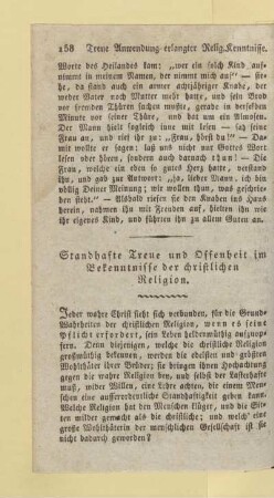 Standhafte Treue und Offenheit im Bekenntnisse der christlichen Religion