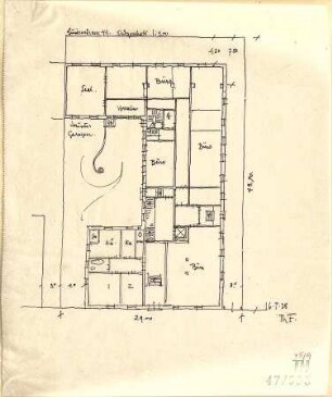 Fischer, Theodor; München, Luisenstr. 49; Wohnhaus - Grundriss EG