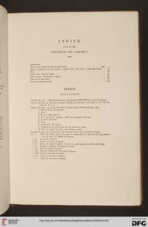 Indice delle Materie / Indice delle tavole