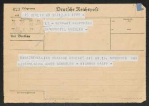 Brief von Sigmund Graff an Gerhart Hauptmann