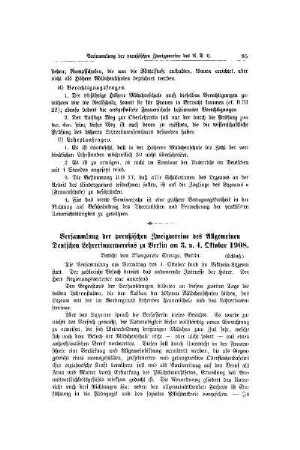 Versammlung der preußischen Zweigvereine des Allgemeinen Deutschen Lehrerinnenvereins zu Berlin am 3. und 4. Oktober 1908 : (Schluß)
