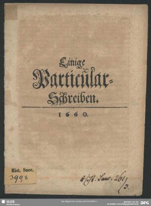 Einige Particular-Schreiben. 1660.
