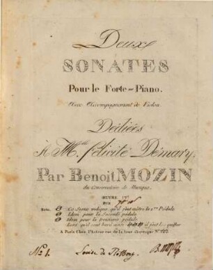 Deux sonates : pour le forte piano avec accompagnement de violon ; oeuv. IV.e