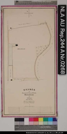 Lage des Domanialgrundstückes BLINKHEIDE bei Coldinne Kolorierte Zeichnung von F. W. Sprengell Papier Format 24,0x50,0 M 1:2.000