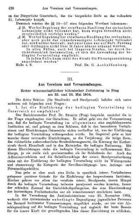 438-449, III. Aus Vereinen und Versammlungen
