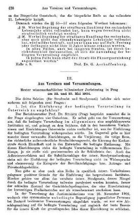 438-449, III. Aus Vereinen und Versammlungen