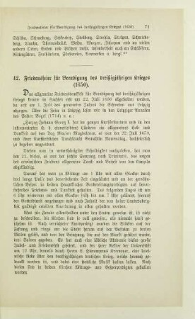 42. Friedensfeier für Beendigung der dreißigjährigen Krieges (1650)