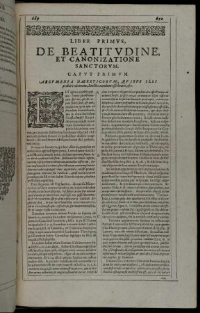 Liber Primus, De Beatitudine Et Canonizatione Sanctorum.
