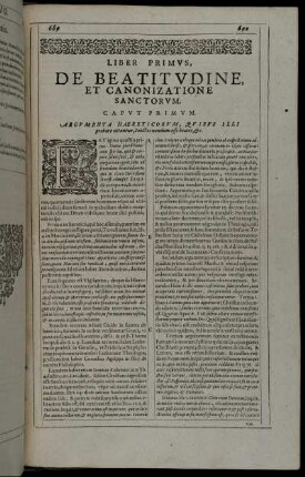 Liber Primus, De Beatitudine Et Canonizatione Sanctorum.