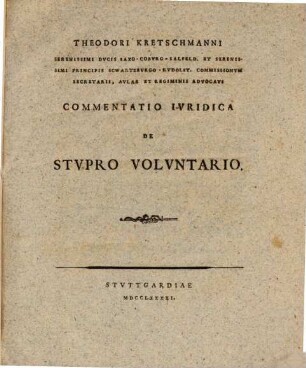 Commentatio iur. de stupro voluntario