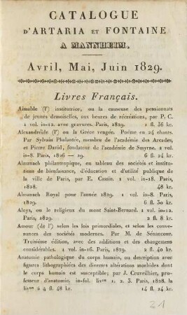 Avril, Mai, Juin 1829