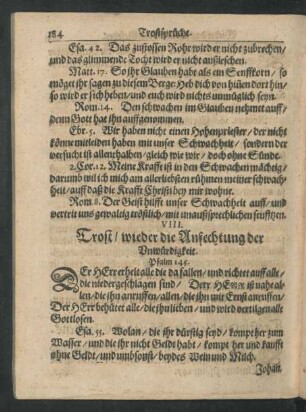 VIII. Trost/ wieder die Anfechtung der Unwürdigkeit.