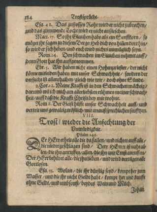 VIII. Trost/ wieder die Anfechtung der Unwürdigkeit.