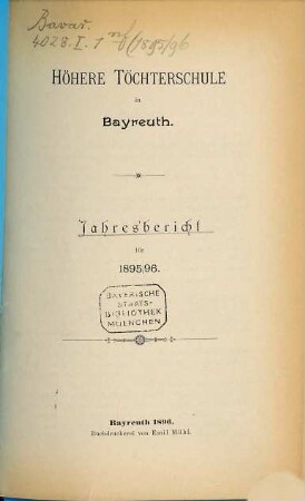 Jahres-Bericht. 1895/96