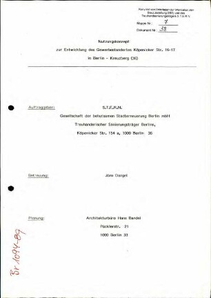 Gutachten: Nutzungskonzept Gewerbestandort Köpenicker Str. 16-17