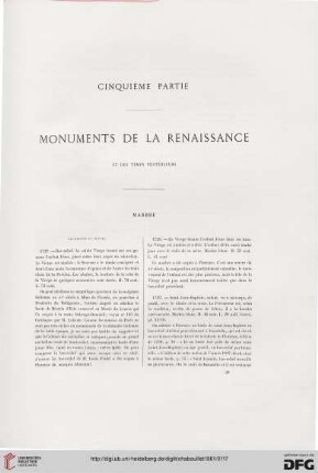 Cinquième partie: Monuments de la Renaissance